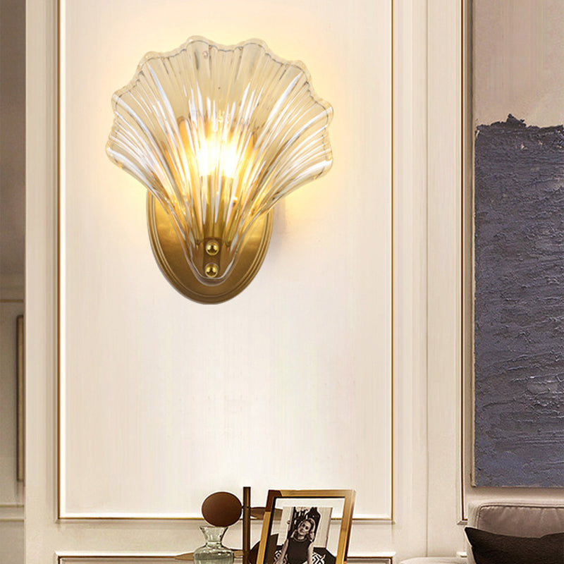 Iron Glass Shell Shape Wall Lamp