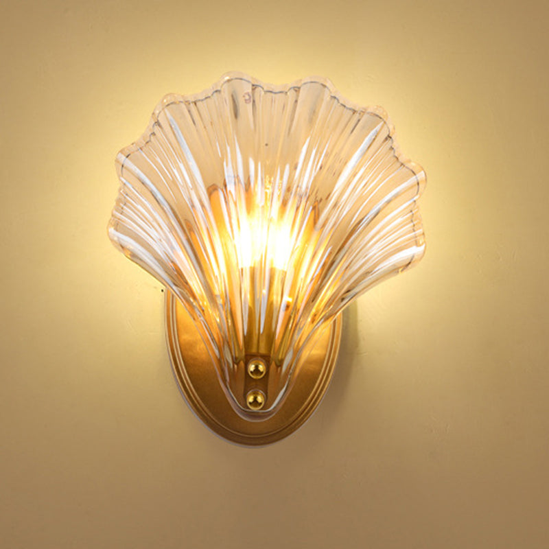 Iron Glass Shell Shape Wall Lamp