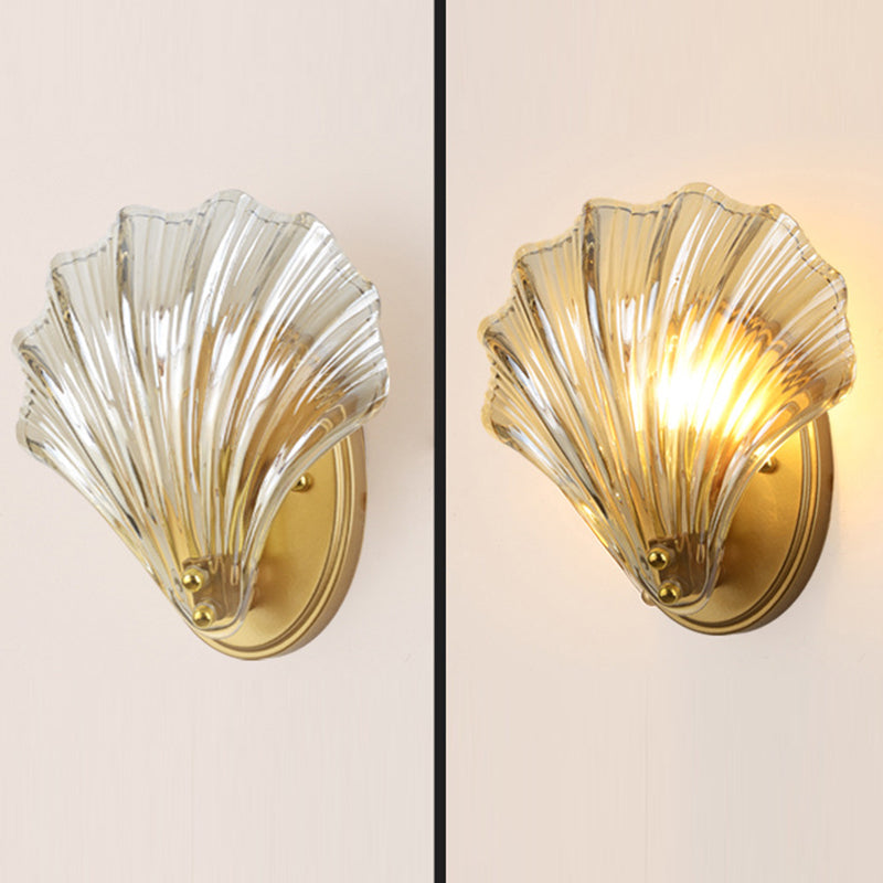 Iron Glass Shell Shape Wall Lamp
