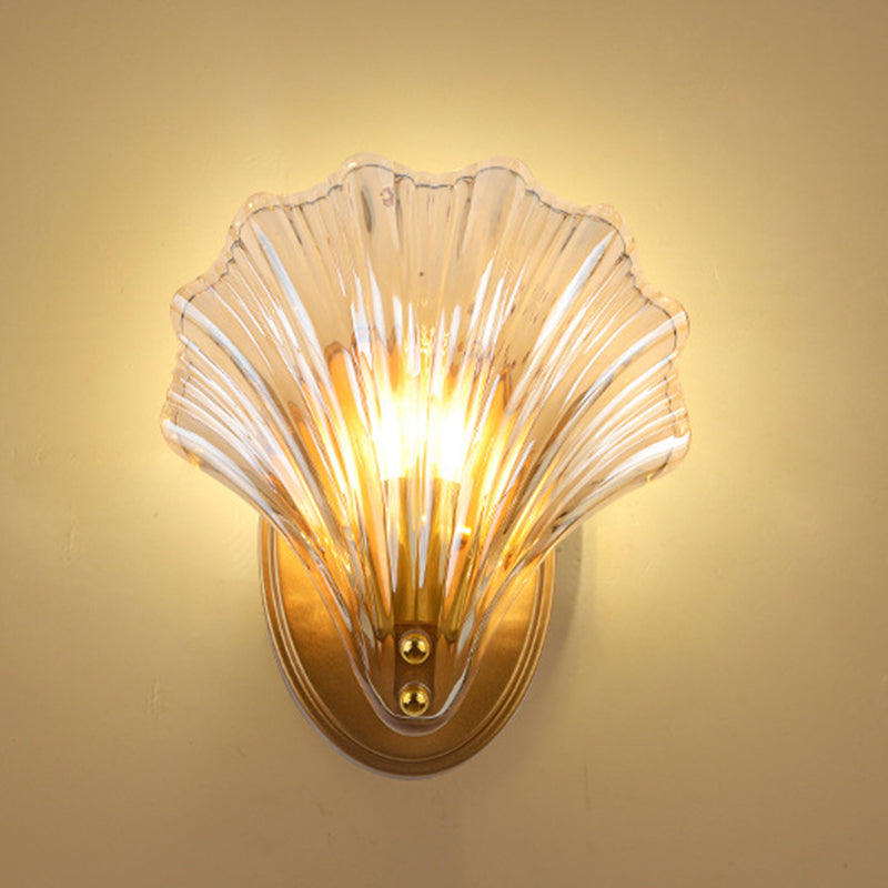Iron Glass Shell Shape Wall Lamp