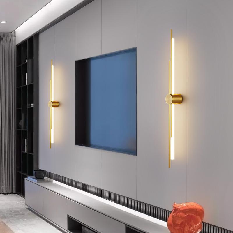 Brass Acrylic Linear Bedroom Wall Lamp