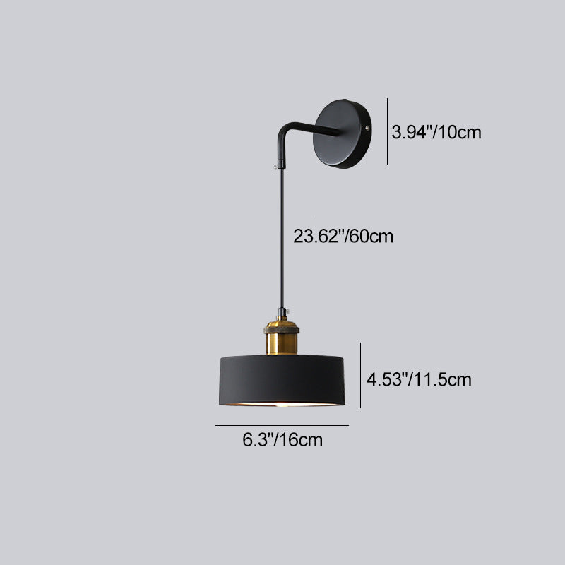 Metal Resin Cylindrical Bedroom Wall Lamp