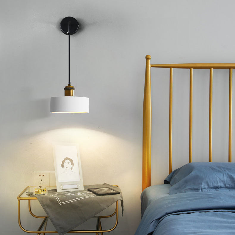 Metal Resin Cylindrical Bedroom Wall Lamp
