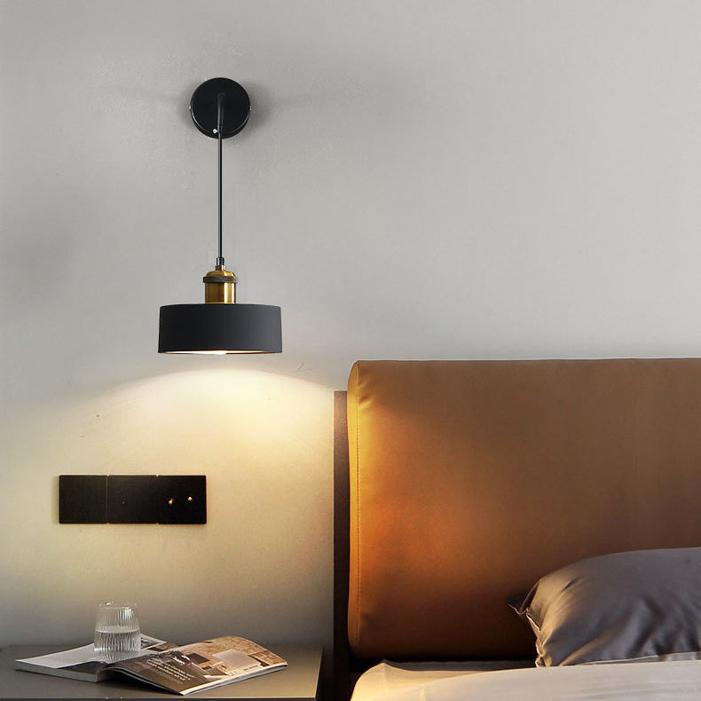 Metal Resin Cylindrical Bedroom Wall Lamp