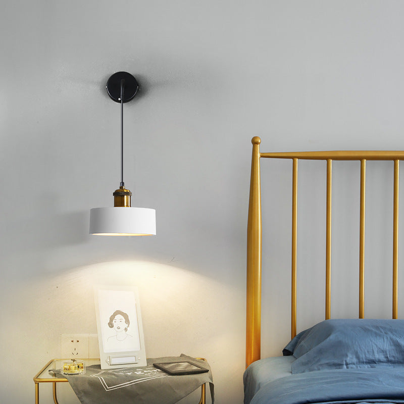 Metal Resin Cylindrical Bedroom Wall Lamp