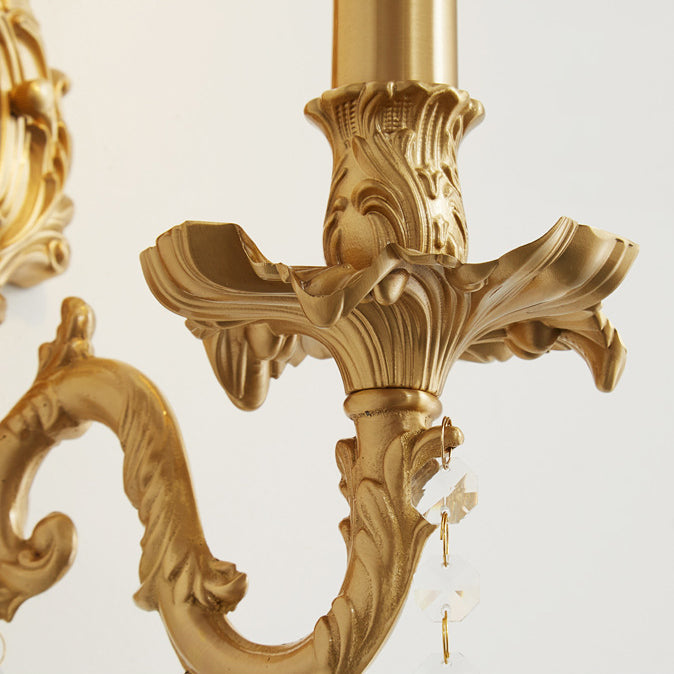 Brass Crystal Candle Branch Wall Lamp