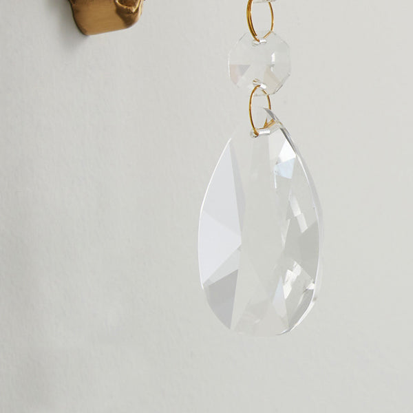 Brass Crystal Candle Branch Wall Lamp