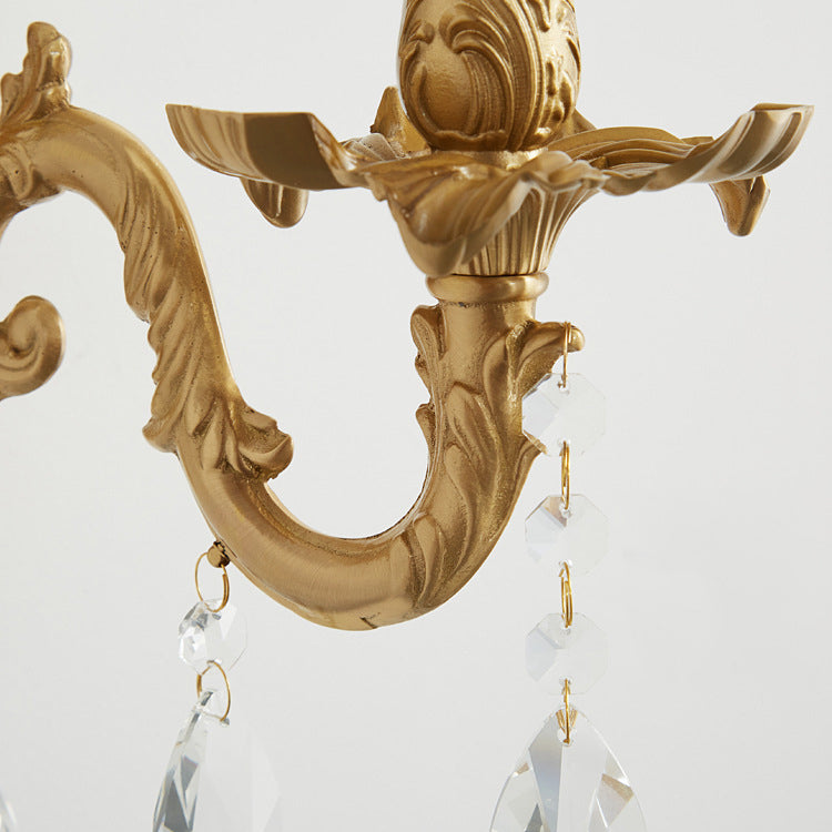 Brass Crystal Candle Branch Wall Lamp