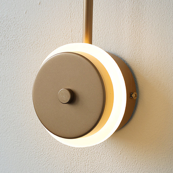 Iron Acrylic Round Bedroom Wall Lamp