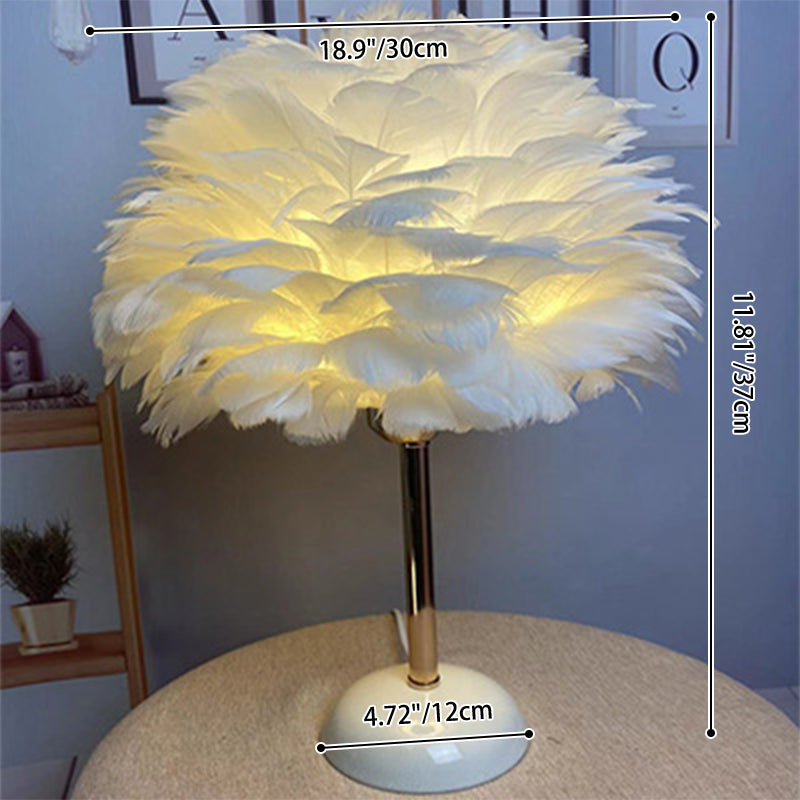 Feather Iron Ceramic Round Table Lamp