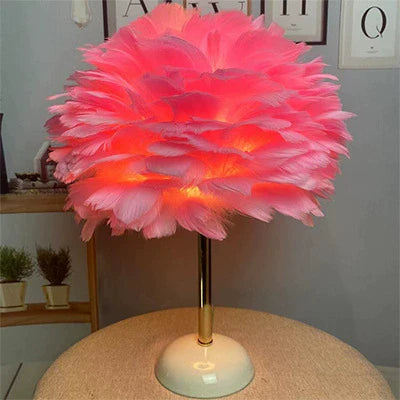 Feather Iron Ceramic Round Table Lamp