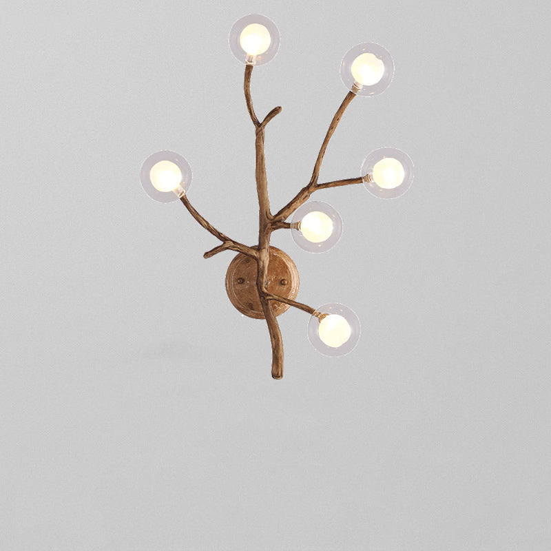 Iron Glass Branch Globe 6-Light Wall Lamp