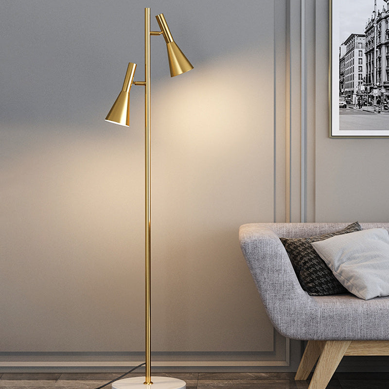 Contemporary Nordic Iron Marble 2-Light Floor Lamp