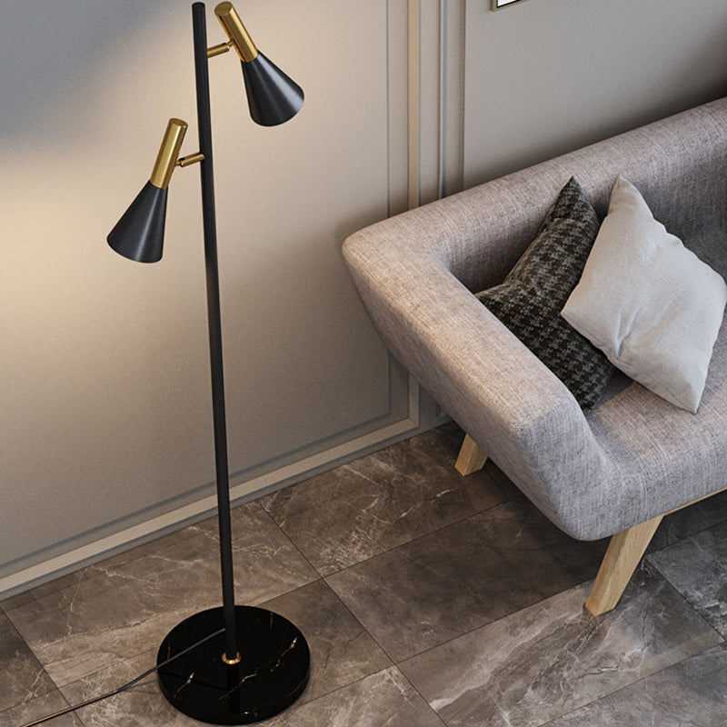 Contemporary Nordic Iron Marble 2-Light Floor Lamp