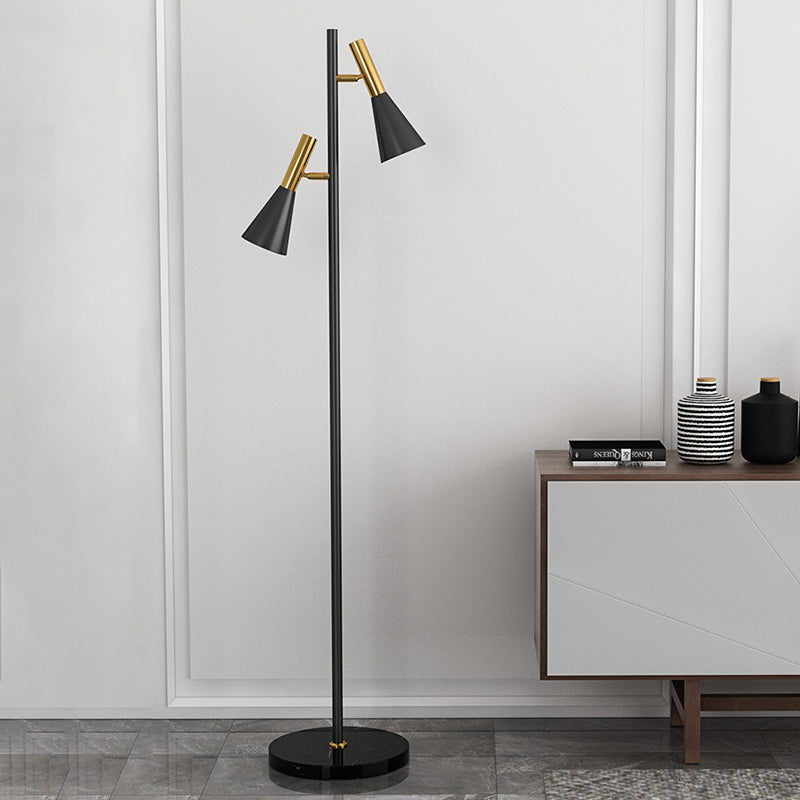 Contemporary Nordic Iron Marble 2-Light Floor Lamp