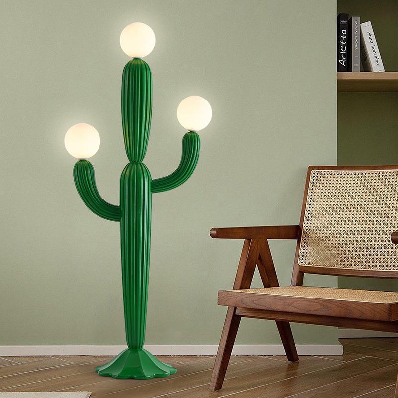 Resin Glass Cactus-Shaped Bedroom 3-Light Floor Lamp