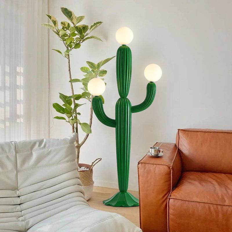 Resin Glass Cactus-Shaped Bedroom 3-Light Floor Lamp