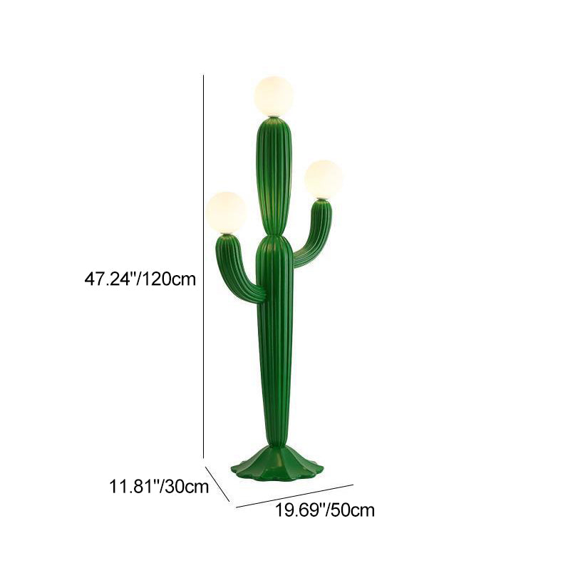 Resin Glass Cactus-Shaped Bedroom 3-Light Floor Lamp
