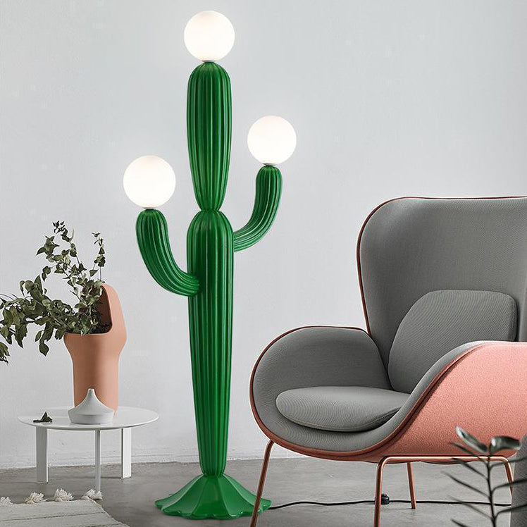 Resin Glass Cactus-Shaped Bedroom 3-Light Floor Lamp