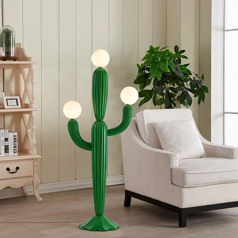 Resin Glass Cactus-Shaped Bedroom 3-Light Floor Lamp