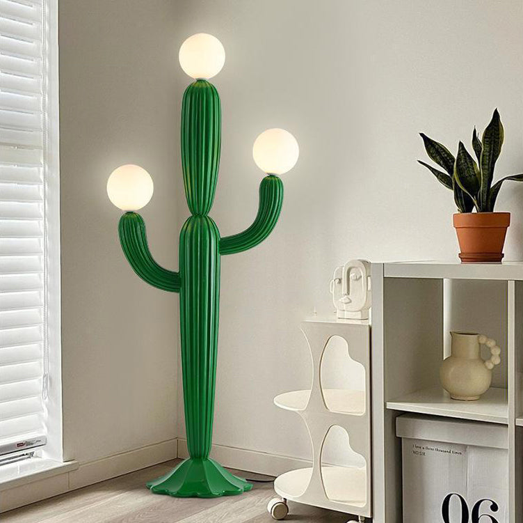 Resin Glass Cactus-Shaped Bedroom 3-Light Floor Lamp
