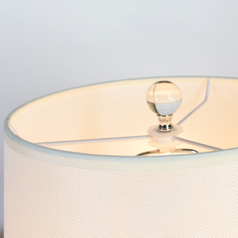 Glass Fabric Round Bedroom Table Lamp