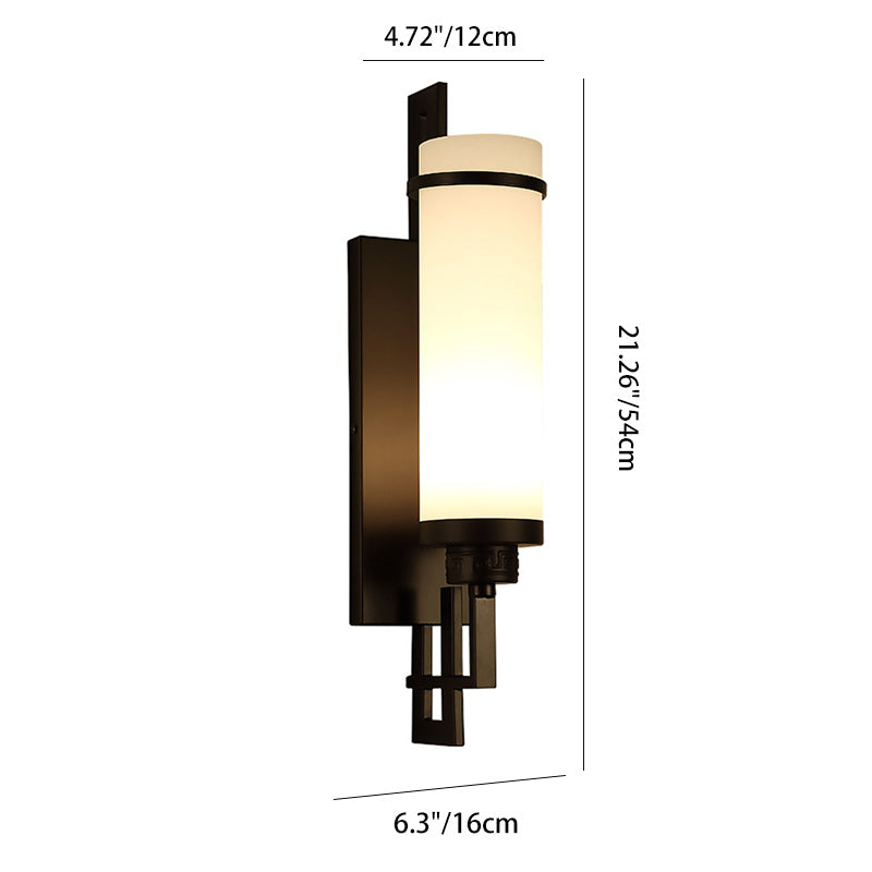 Iron Glass Cylindrical Bedroom Wall Lamp