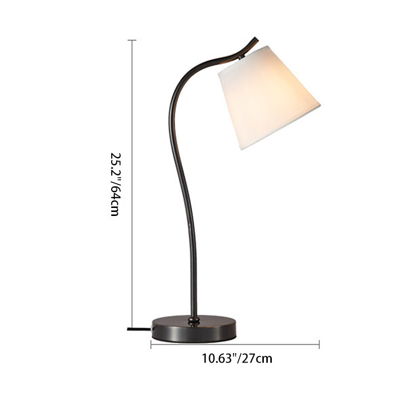 Brass Fabric Round Bedroom Table Lamp