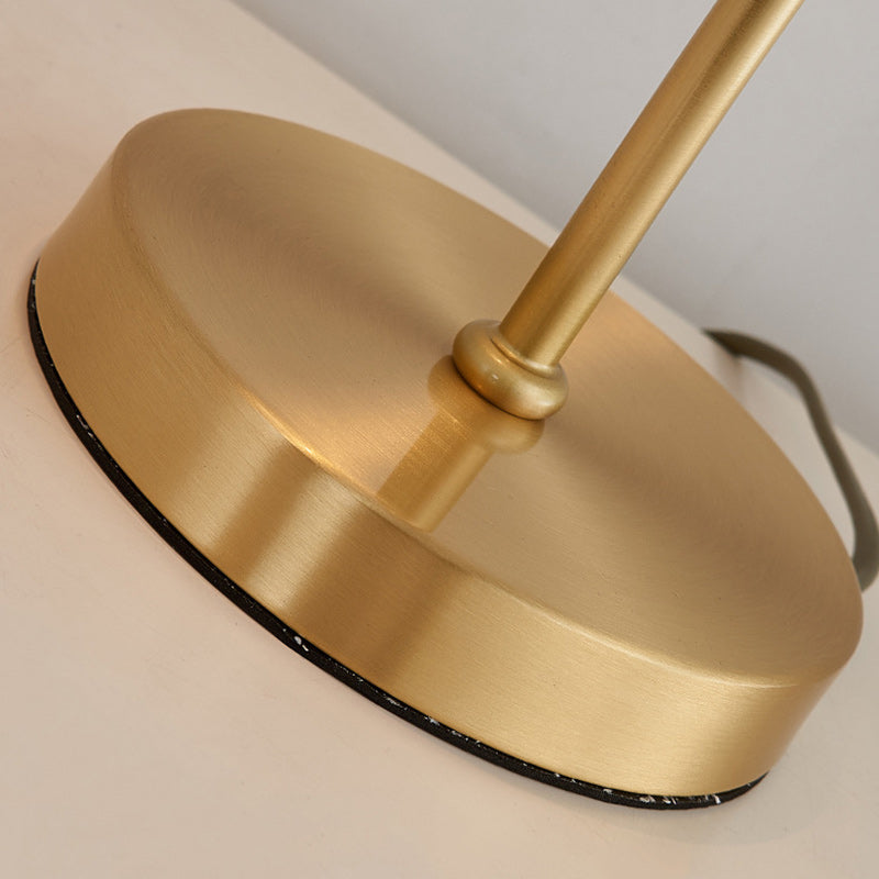 Brass Fabric Round Bedroom Table Lamp