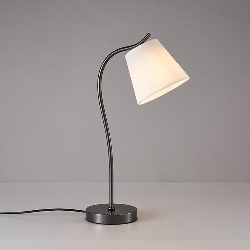 Brass Fabric Round Bedroom Table Lamp