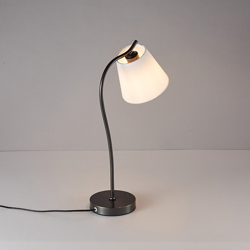 Brass Fabric Round Bedroom Table Lamp