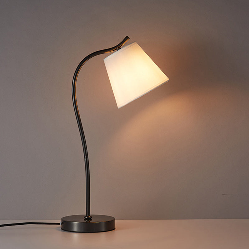 Brass Fabric Round Bedroom Table Lamp