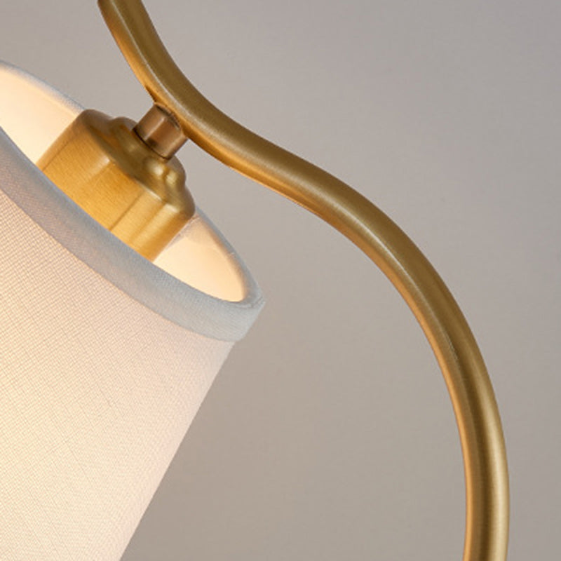 Brass Fabric Round Bedroom Table Lamp