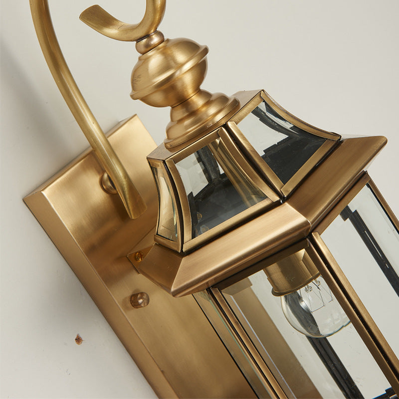Brass Glass Polygonal Bedroom Outdoor Light