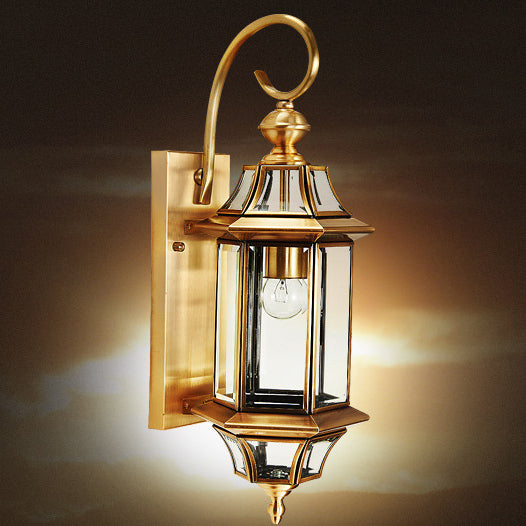 Brass Glass Polygonal Bedroom Outdoor Light