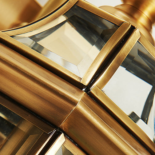 Brass Glass Polygonal Bedroom Outdoor Light