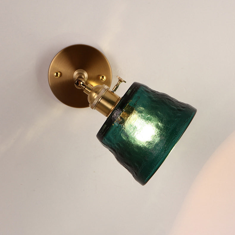 Brass Glass Trapezoid Bedroom Wall Lamp