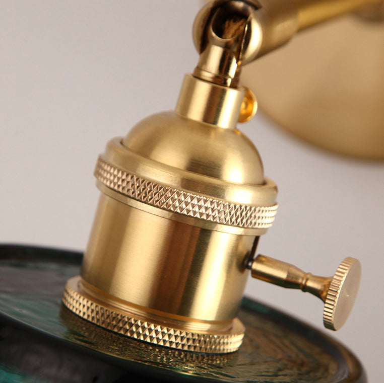 Brass Glass Trapezoid Bedroom Wall Lamp