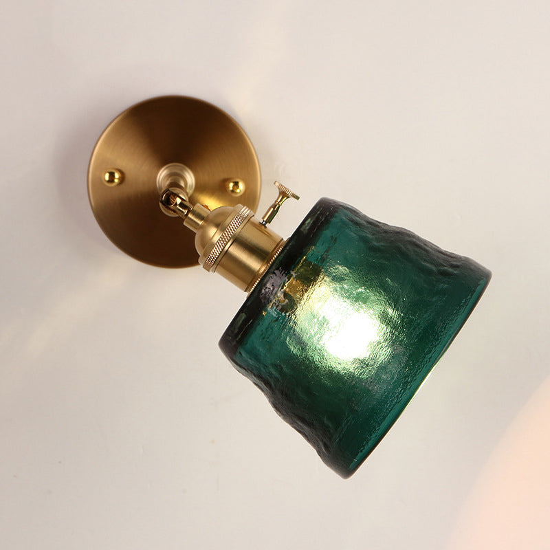 Brass Glass Trapezoid Bedroom Wall Lamp