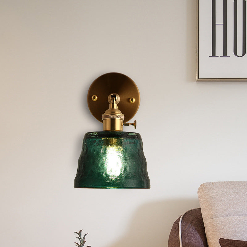 Brass Glass Trapezoid Bedroom Wall Lamp