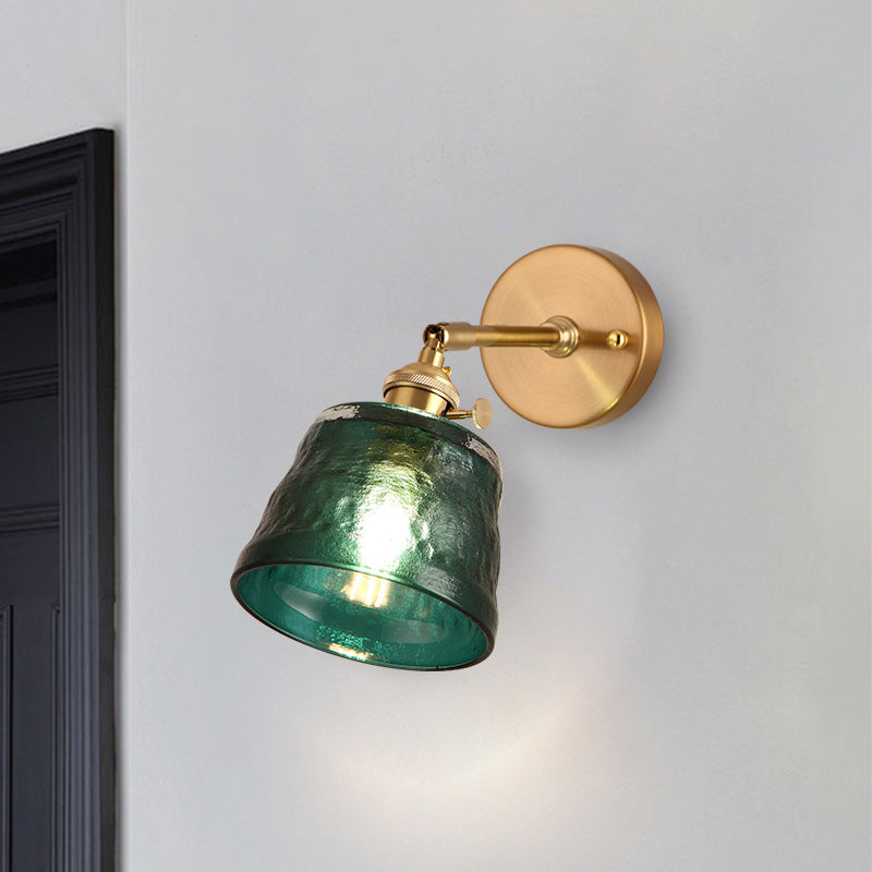 Brass Glass Trapezoid Bedroom Wall Lamp