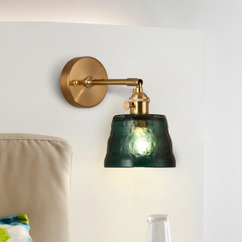Brass Glass Trapezoid Bedroom Wall Lamp