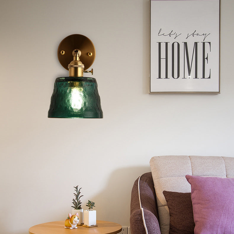 Brass Glass Trapezoid Bedroom Wall Lamp