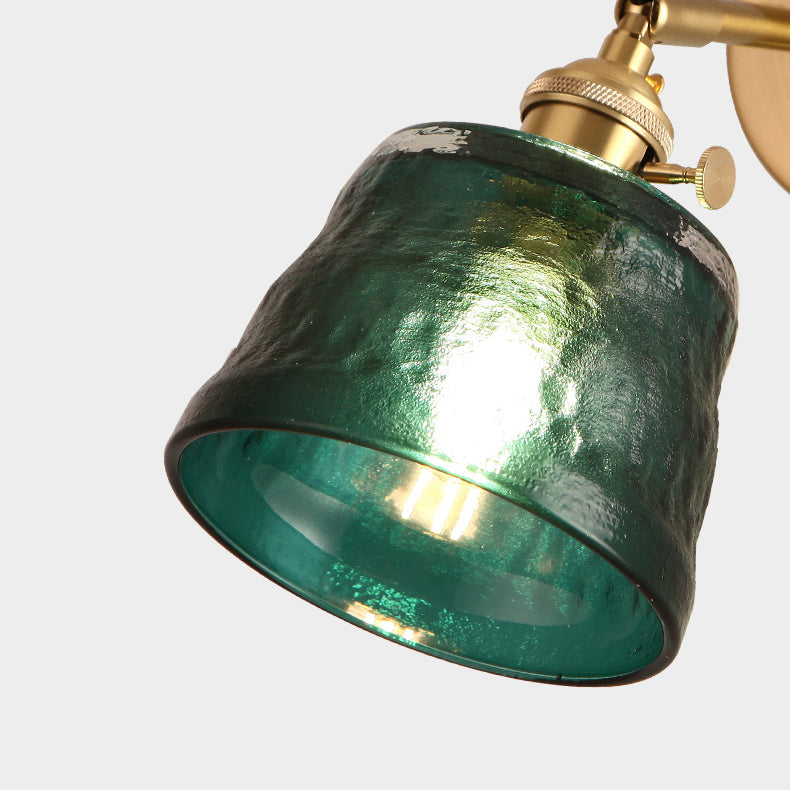 Brass Glass Trapezoid Bedroom Wall Lamp