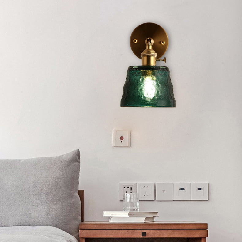 Brass Glass Trapezoid Bedroom Wall Lamp