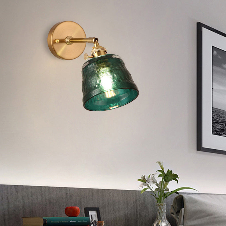 Brass Glass Trapezoid Bedroom Wall Lamp