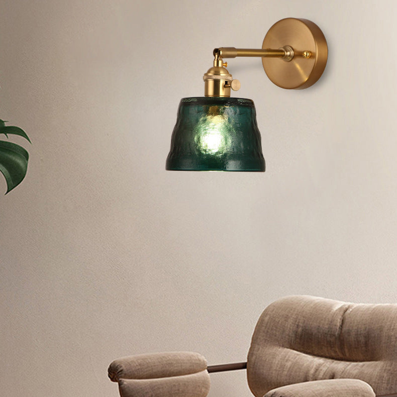 Brass Glass Trapezoid Bedroom Wall Lamp
