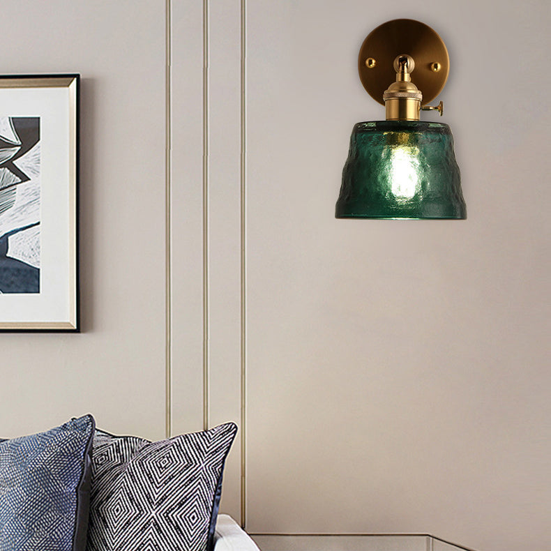 Brass Glass Trapezoid Bedroom Wall Lamp