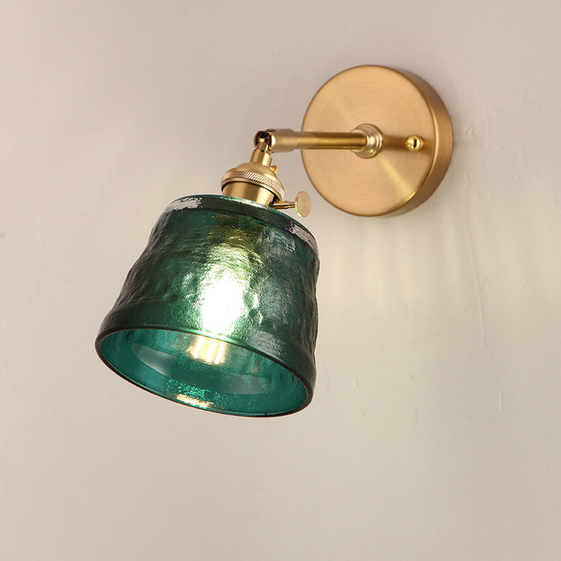 Brass Glass Trapezoid Bedroom Wall Lamp
