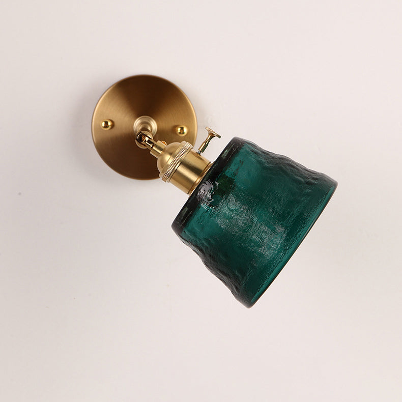 Brass Glass Trapezoid Bedroom Wall Lamp